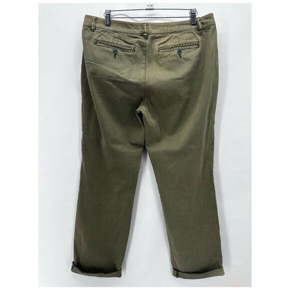 Sundance Chelsea Green Embroidered Chinos Size 10 Straight Leg Coastal Boho - Picture 2 of 12